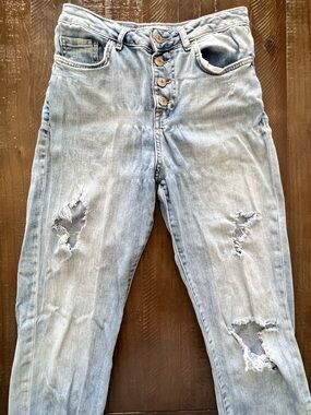 Forever 21 Women's Size 27 US Size 4 Blue Distressed Button Fly Denim Jeans